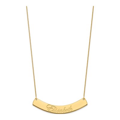 10K Yellow Gold Personalized Curved Bar Necklace – view 2