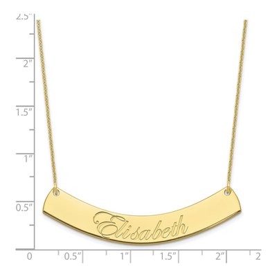 10K Yellow Gold Personalized Curved Bar Necklace – view 3