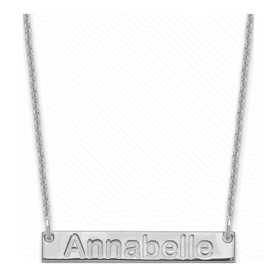 10K White Gold Personalized Bar Necklace