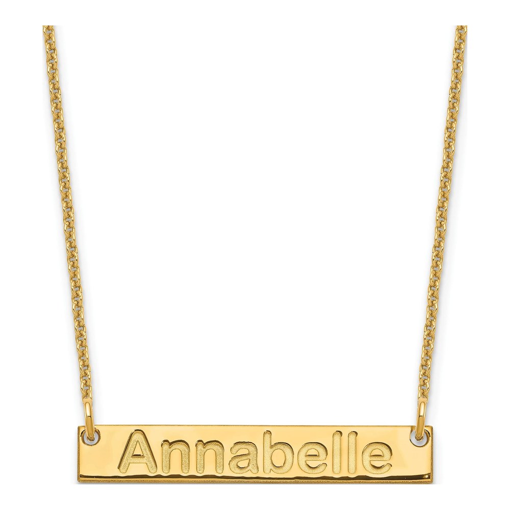 10K Yellow Gold Personalized Bar Name Necklace
