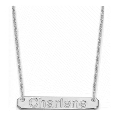 10K White Gold Personalized Bar Necklace