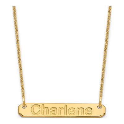 10K Yellow Gold Personalized Bar Necklace