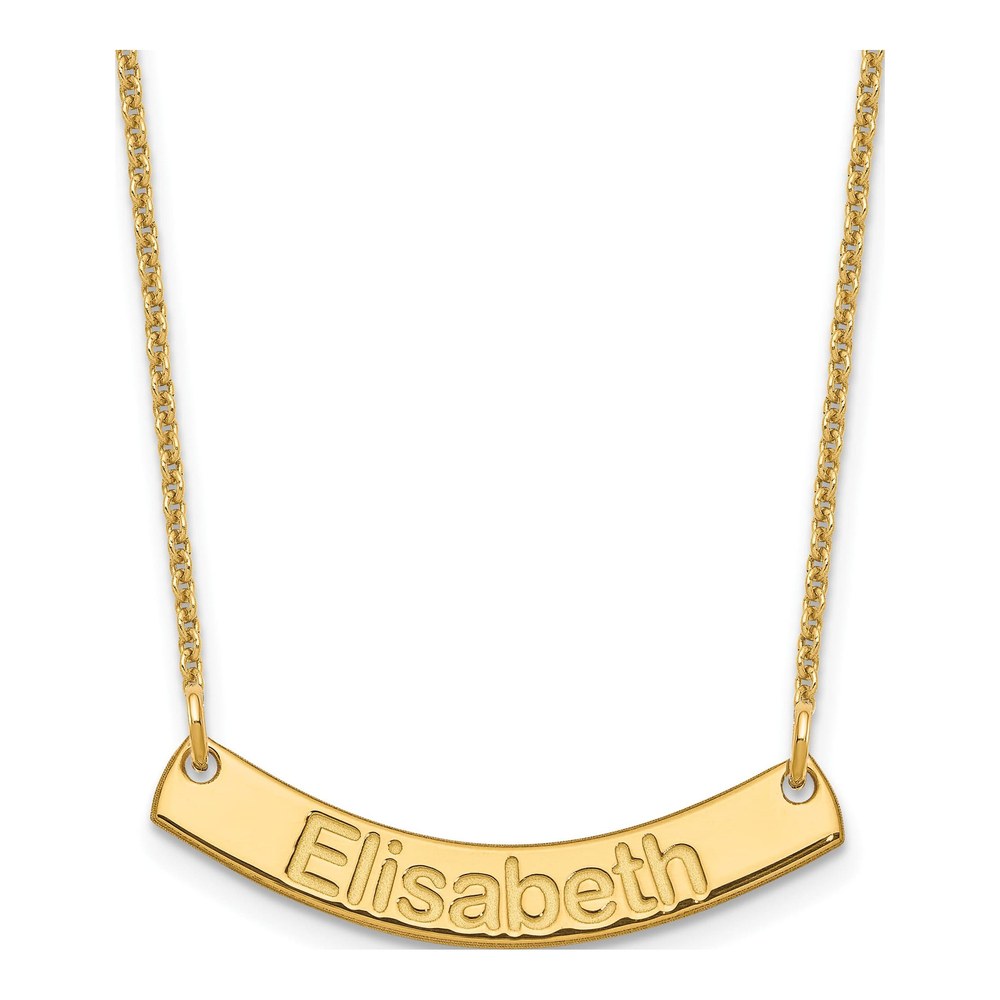 10K Yellow Gold Personalized Curved Bar Necklace