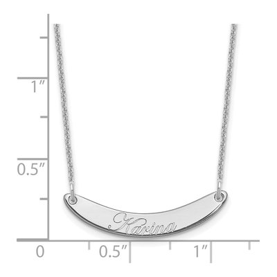 10K White Gold Personalized Curved Bar Necklace – view 3