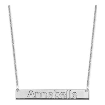 10K White Gold Personalized Bar Necklace