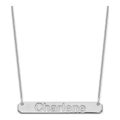 10K White Gold Personalized Bar Name Necklace
