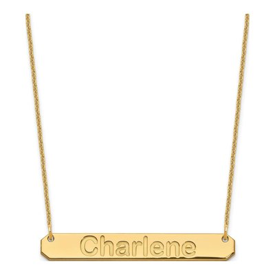 10K Yellow Gold Personalized Bar Necklace