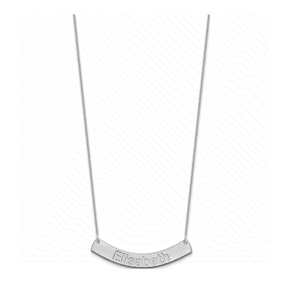 10K White Gold Personalized Curved Bar Necklace – view 2