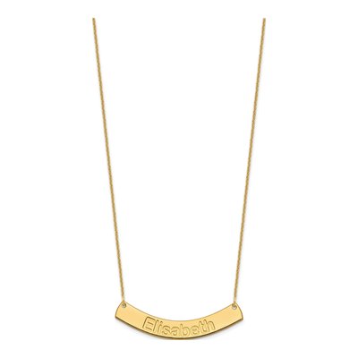 10K Yellow Gold Personalized Curved Bar Necklace – view 2