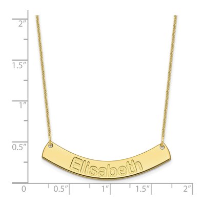 10K Yellow Gold Personalized Curved Bar Necklace – view 3