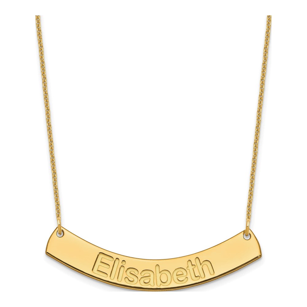 10K Yellow Gold Personalized Curved Bar Necklace