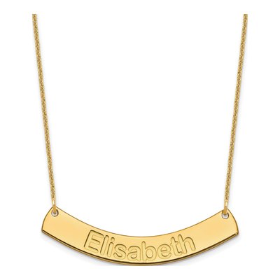 10K Yellow Gold Personalized Curved Bar Necklace