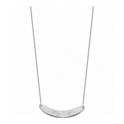 10K White Gold Personalized Curved Bar Necklace – view 2
