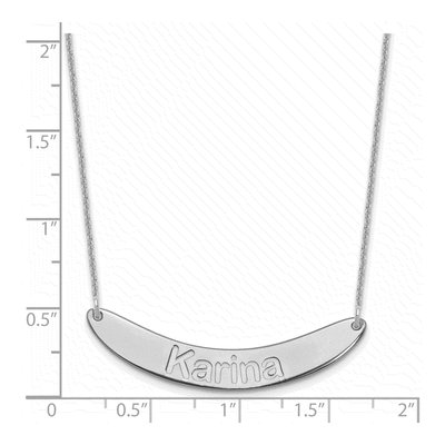 10K White Gold Personalized Curved Bar Necklace – view 3
