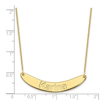 10K Yellow Gold Personalized Curved Bar Necklace – view 3