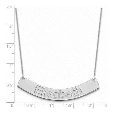 10K White Gold Personalized Curved Bar Necklace – view 3