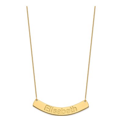 10K Yellow Gold Personalized Curved Bar Necklace – view 2