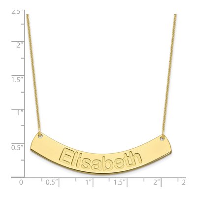 10K Yellow Gold Personalized Curved Bar Necklace – view 3