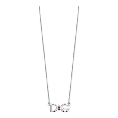 10K White Gold Crystal Personalized 2-Initial Birthstone Necklace – view 2