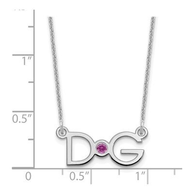 10K White Gold Crystal Personalized 2-Initial Birthstone Necklace – view 3