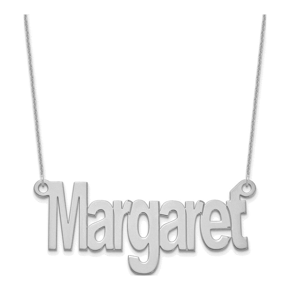 10K White Gold Personalized Name Plate Necklace