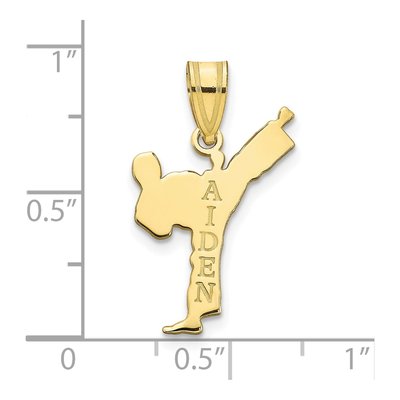 10K Yellow Gold Personalized Boy Karate Pendant – view 2