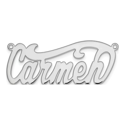 10K White Gold Name Plate Pendant