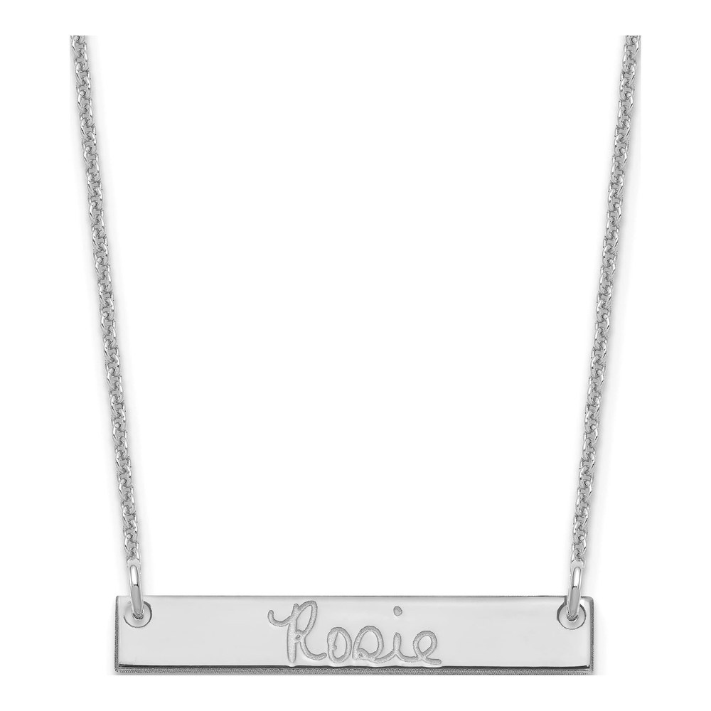 10K White Gold Personalized Bar Necklace