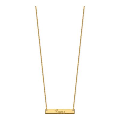 10K Yellow Gold Personalized Signature Bar Necklace – view 2