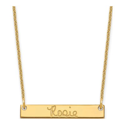 10K Yellow Gold Personalized Signature Bar Necklace