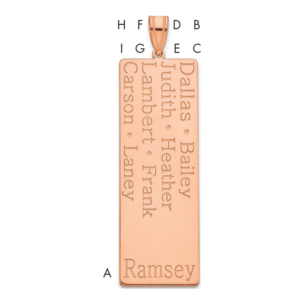 10K Rose Gold Personalized Family Name Pendant