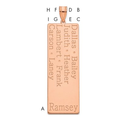 10K Rose Gold Personalized Family Name Pendant