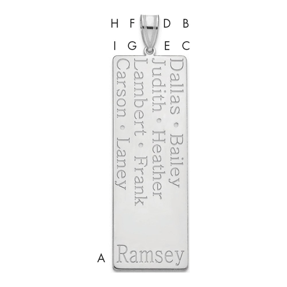 10K White Gold Personalized 8-Name Family Pendant