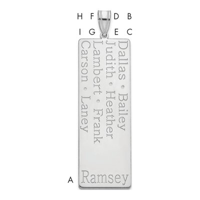 10K White Gold Personalized 8-Name Family Pendant