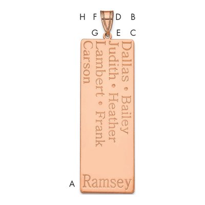 10K Rose Gold Personalized 7-Name Family Pendant