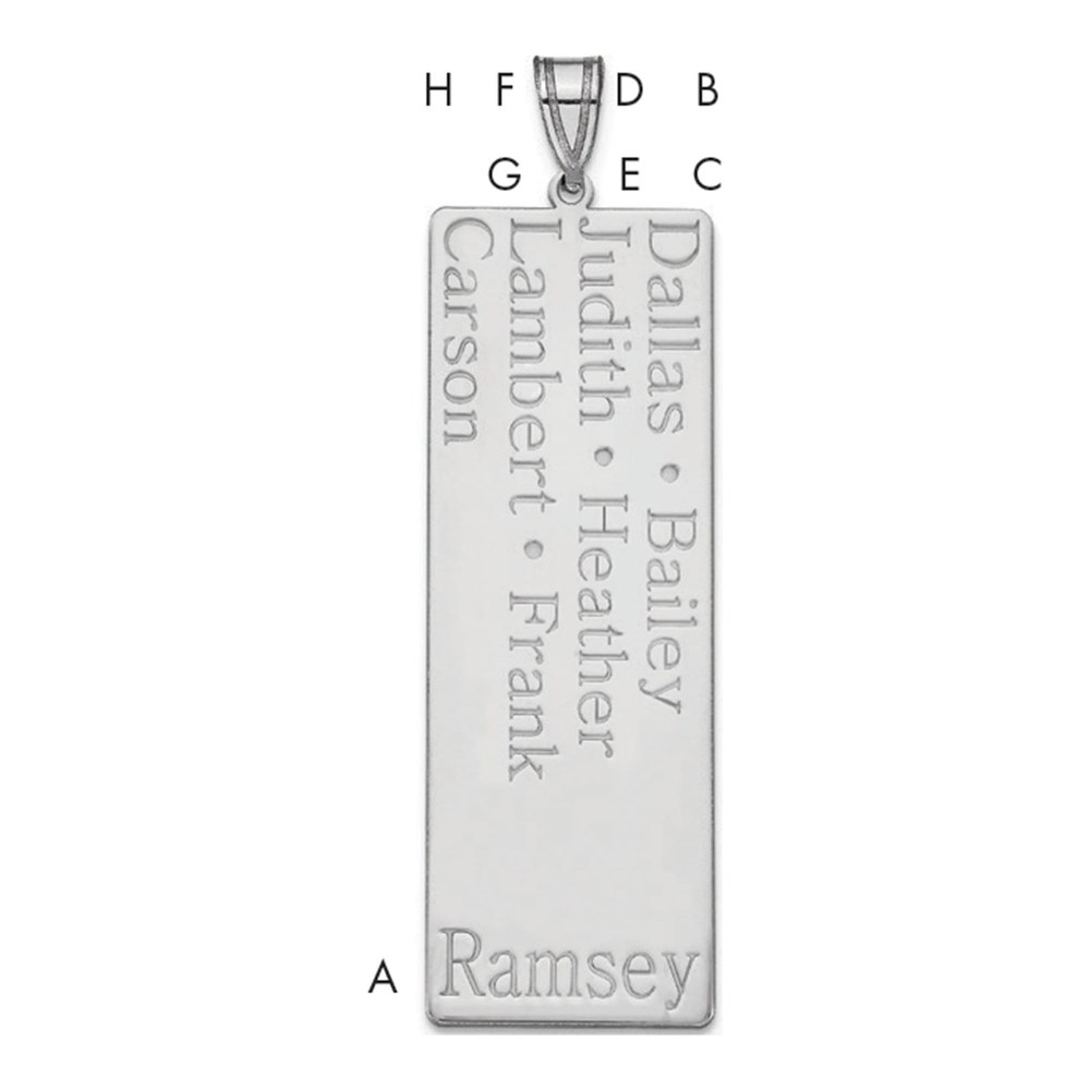 10K White Gold 7-Name Family Pendant
