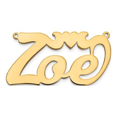10K Yellow Gold Heart Name Plate Pendant – view 2