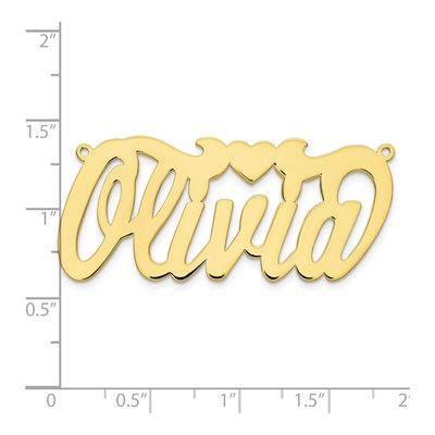10K Yellow Gold Heart Name Plate Pendant – view 3