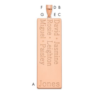 10K Rose Gold Personalized 6-Name Family Pendant