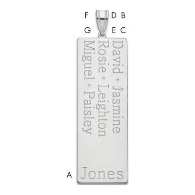 10K White Gold 6-Name Family Pendant