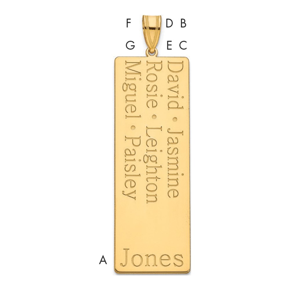 10K Yellow Gold Personalized 6-Name Family Pendant