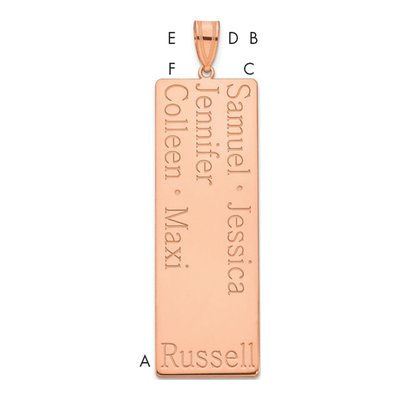 10K Rose Gold 5-Name Family Pendant