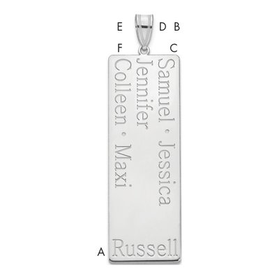 10K White Gold 5-Name Family Pendant