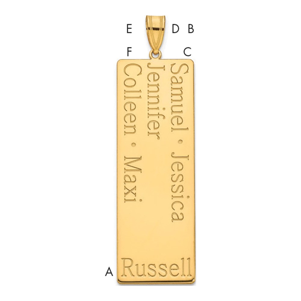 10K Yellow Gold 5-Name Family Pendant