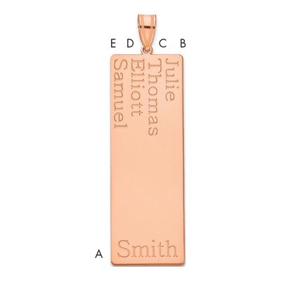 10K Rose Gold Personalized 4-Name Family Pendant