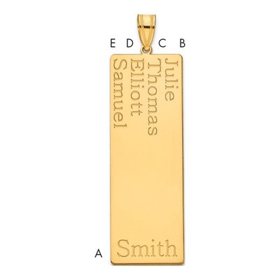 10K Yellow Gold 4-Name Family Pendant