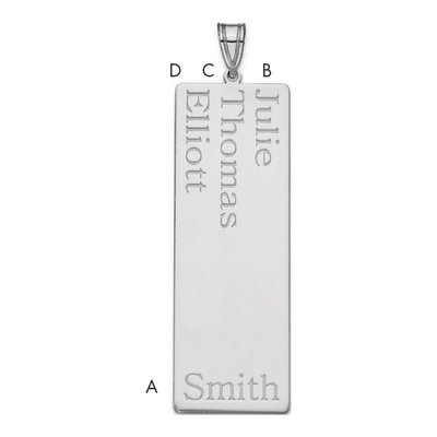 10K White Gold Personalized 3-Name Family Pendant