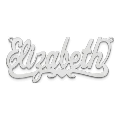 10K White Gold Heart Name Plate Pendant – view 5