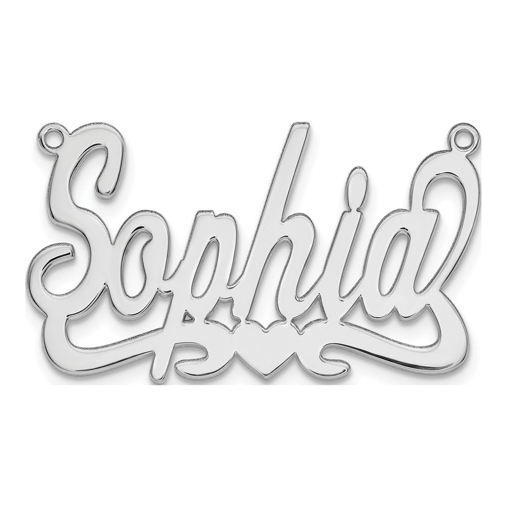 10K White Gold Heart Name Plate Pendant