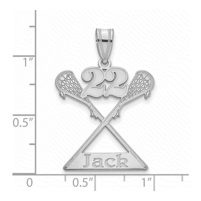 10K White Gold Personalized Lacrosse Pendant – view 2